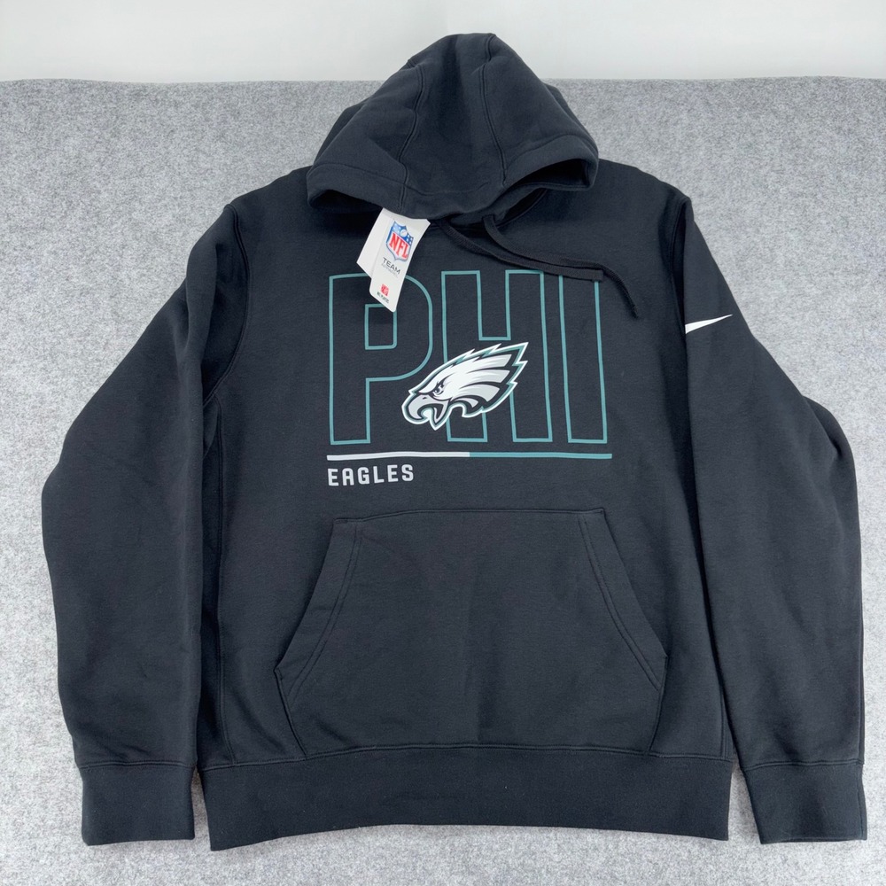 Nike Mens Philadelphia Eagles NFL Hoodie Black PHI Logo NKDK-00A-86-0YR Medium